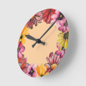 Fröhliche handbemalte Blume Runde Wanduhr (Winkel)