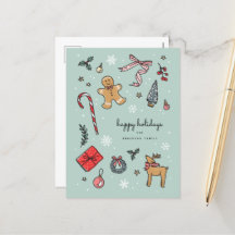 Fröhliche Handgezeichnete Weihnachtsbilder Postkar