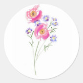 Fröhliche Handgezogene Daisien Runder Aufkleber (Vorderseite)