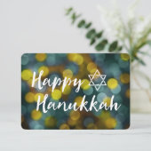 fröhliche hanukkah-Bokeh-Lichter Einladung (Stehend Vorderseite)