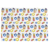 Fröhliche Hanukkah Wasserfarbe Personalisiert Große Geschenktüte (Rückseite)