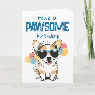Fröhliche Happy Birthday Coole Corgi-Ballons Spaß Karte