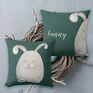 Fröhliche Hase-Wasserfarben-Illustration Kissen