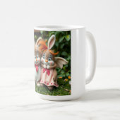 „Fröhliche Hasenfreunde im Frühlingsgarten“ Kaffeetasse (VorderseiteRechts)