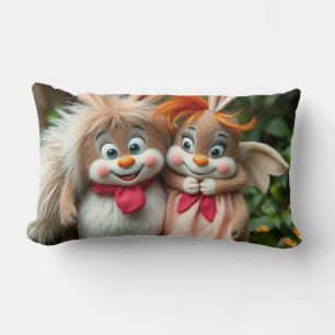 „Fröhliche Hasenfreunde im Frühlingsgarten“ Lendenkissen