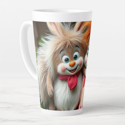 „Fröhliche Hasenfreunde im Frühlingsgarten“ Milchtasse (Linke Ecke)