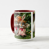 „Fröhliche Hasenfreunde im Frühlingsgarten“ Tasse (Vorderseite Links)