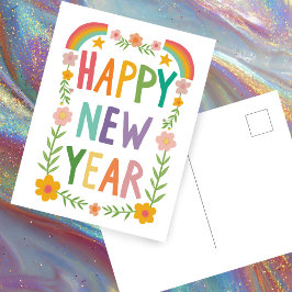 Fröhliche, hässliche HAPPY - Handschrift des neuen Postkarte