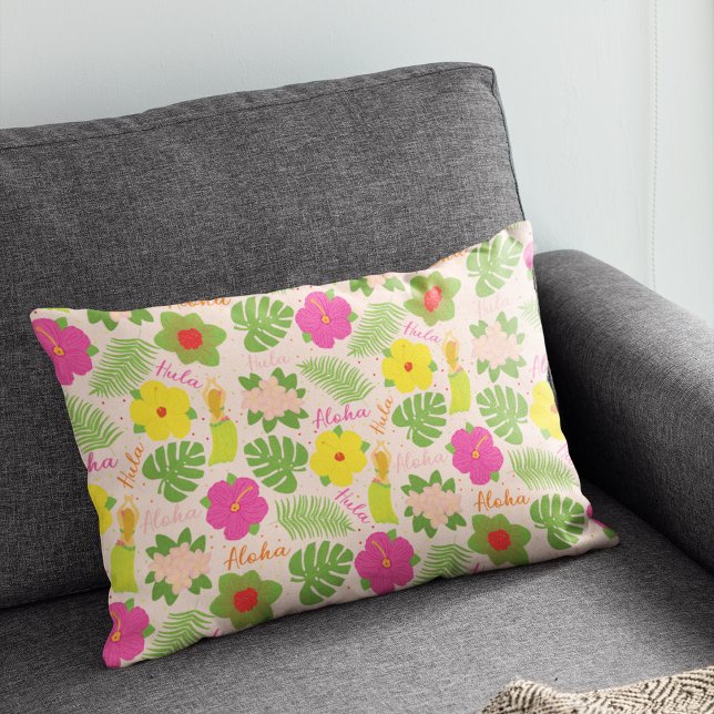 Fröhliche Hawaiian Hula Dancer Accent Art Dekokissen (Tropical Hawaiian Flower Aloha Hula Woman Accent Pillow)