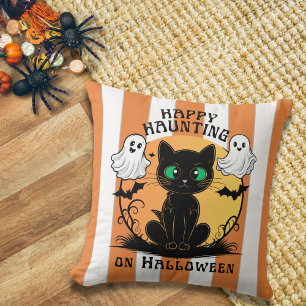 Fröhliche Heimsuchung schwarze Katz Halloween Kiss Kissen