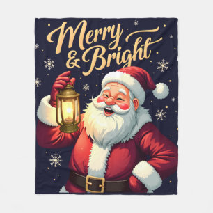Fröhliche, helle Illustration von Santa Claus mit Fleecedecke