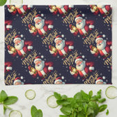 Fröhliche, helle Illustration von Santa mit Latern Geschirrtuch (Gefaltet)