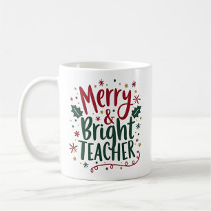 Fröhliche & Helle Lehrer Weihnachtstypografie Kaffeetasse