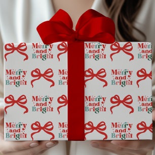 Fröhliche & Helle Rote Schleifen Weihnachtsfeierta Geschenkpapier