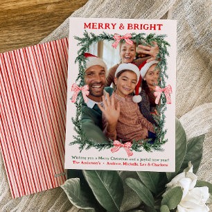 Fröhliche & helle Weihnachtsfeiertags-Familienfoto Feiertagskarte
