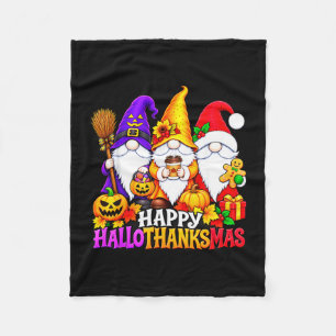 Fröhliche Hellowthanksmas-Gnome Halloween Fleecedecke