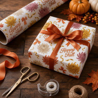 Fröhliche Herbst-Chrysantheme Herbstliche Blumen-M Geschenkpapier