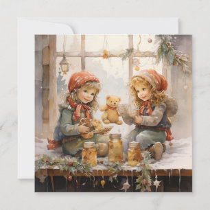 Fröhliche Herzen: Weihnachtliche Wärme Feiertagskarte