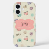 Fröhliche Herzensdoodles, Docks und gewellte Linie Case-Mate iPhone Hülle (Rückseite)