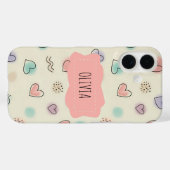 Fröhliche Herzensdoodles, Docks und gewellte Linie Case-Mate iPhone Hülle (Rückseite (Horizontal))