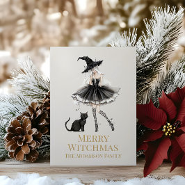 Fröhliche Hexenweihnachtskarte zum individuellen U Feiertagskarte