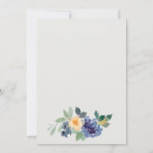 Fröhliche Hochzeit mit rustikal gelber Blauer Flor Dankeskarte (Rückseite)