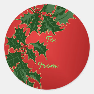 Fröhliche Holly-Tage Geschenk-Anhänger-Aufkleber Runder Aufkleber