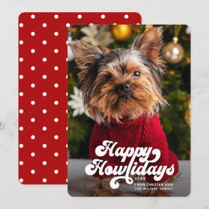 Fröhliche Howlidays Einfache Moderne Fotohunde-Fre Feiertagskarte