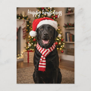 Fröhliche Howlidays Festive Black Lab Weihnachten Postkarte