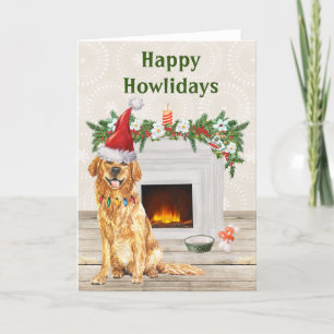 Fröhliche Howlidays Golden Retriever Hund Weihnach Feiertagskarte