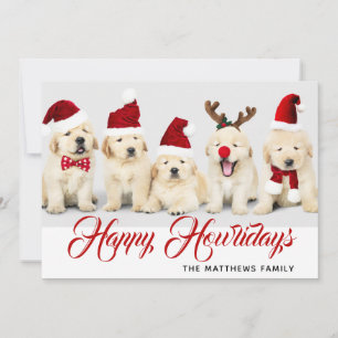 Fröhliche Howlidays Haustier-Hund-Feiertagsfoto    Feiertagskarte