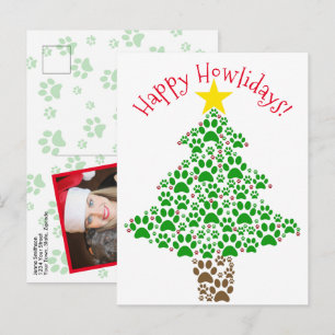 Fröhliche Howlidays Spaß Hundeliebhaber Pfotenabdr Feiertagspostkarte
