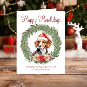 Fröhliche Howlidays Süßer Beagle Hund Feiertagskarte