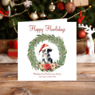 Fröhliche Howlidays Süßer Border Collie Hund Feiertagskarte