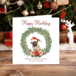 Fröhliche Howlidays Süßer Pug-Hund Feiertagskarte