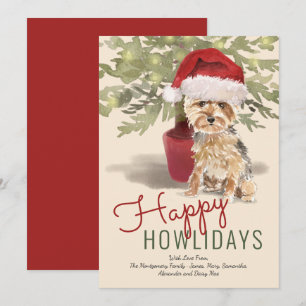 Fröhliche Howlidays Süßer Yorkshire Terrier Feiertagskarte