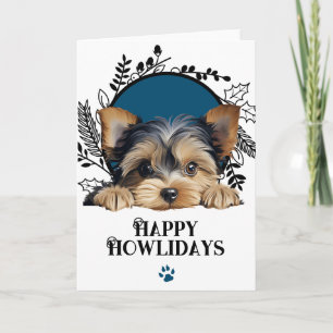 Fröhliche Howlidays Yorkshire Terrier Hund Weihnac Feiertagskarte