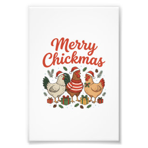 Fröhliche Hühnerweihnacht Huhn Weihnachten Fotodruck