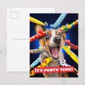 Fröhliche Hunde-Party-Tut-Bläser Postkarte (Vorne/Hinten)