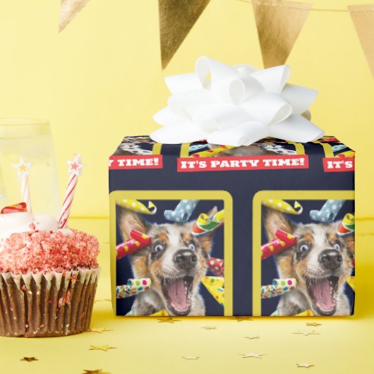 Fröhliche Hundeparty-Tutgeräte Geschenkpapier (Geburtstagsparty)