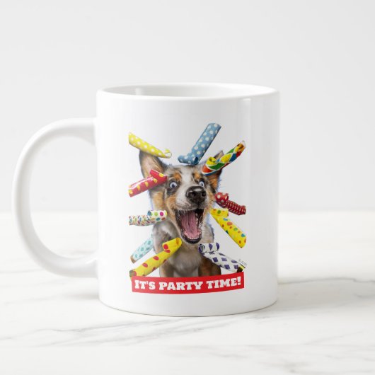 Fröhliche Hundeparty-Tutgeräte Jumbo-Tasse (Links)