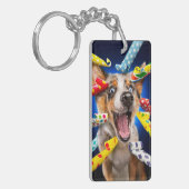 Fröhliche Hundeparty-Tutgeräte Schlüsselanhänger (Vorderseite links)