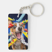 Fröhliche Hundeparty-Tutgeräte Schlüsselanhänger (Rückseite)