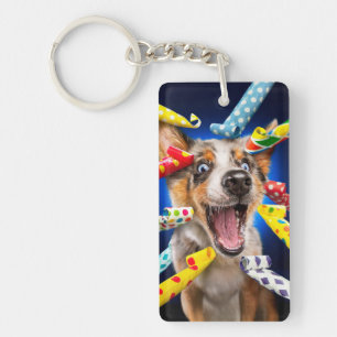 Fröhliche Hundeparty-Tutgeräte Schlüsselanhänger