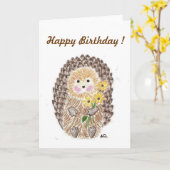 Fröhliche Igel-Geburtstagskarte Karte (Gelbe Blume)