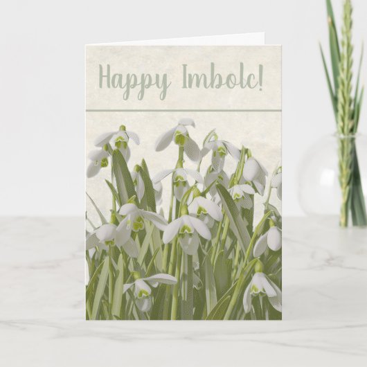 Fröhliche Imbolc Schneeglöckchen Feiertagskarte (Vorderseite)