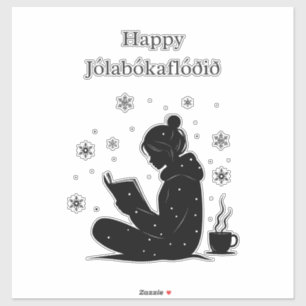 Fröhliche Jolabokaflod – Isländische Bücherflut-Ge Aufkleber