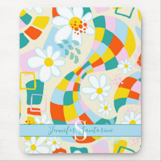 Fröhliche Karo Abstrakt Mit Monogramm Mousepad