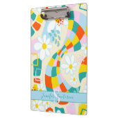 Fröhliche Karo Abstrakte Mit Monogramm Zwischenabl Klemmbrett (Links)