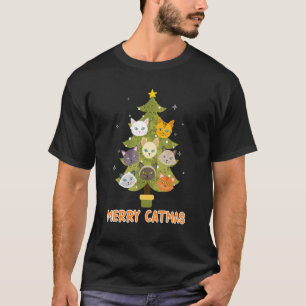 Fröhliche Katmas Katzen Weihnachtsbaum Tannenbaum  T-Shirt